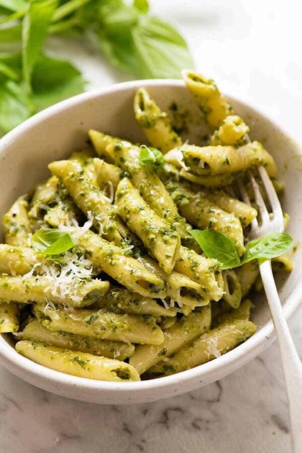 Pasta with pesto sauce by Bites