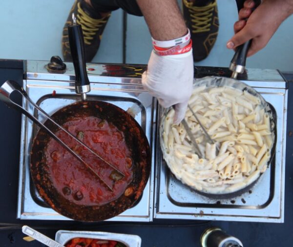 Pasta Station By The Fountain